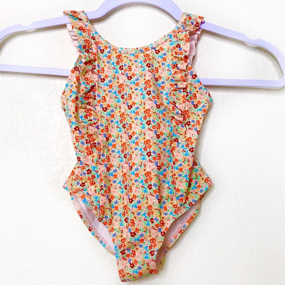 MONOPRIX Ruffled Floral One Piece Swimsuit